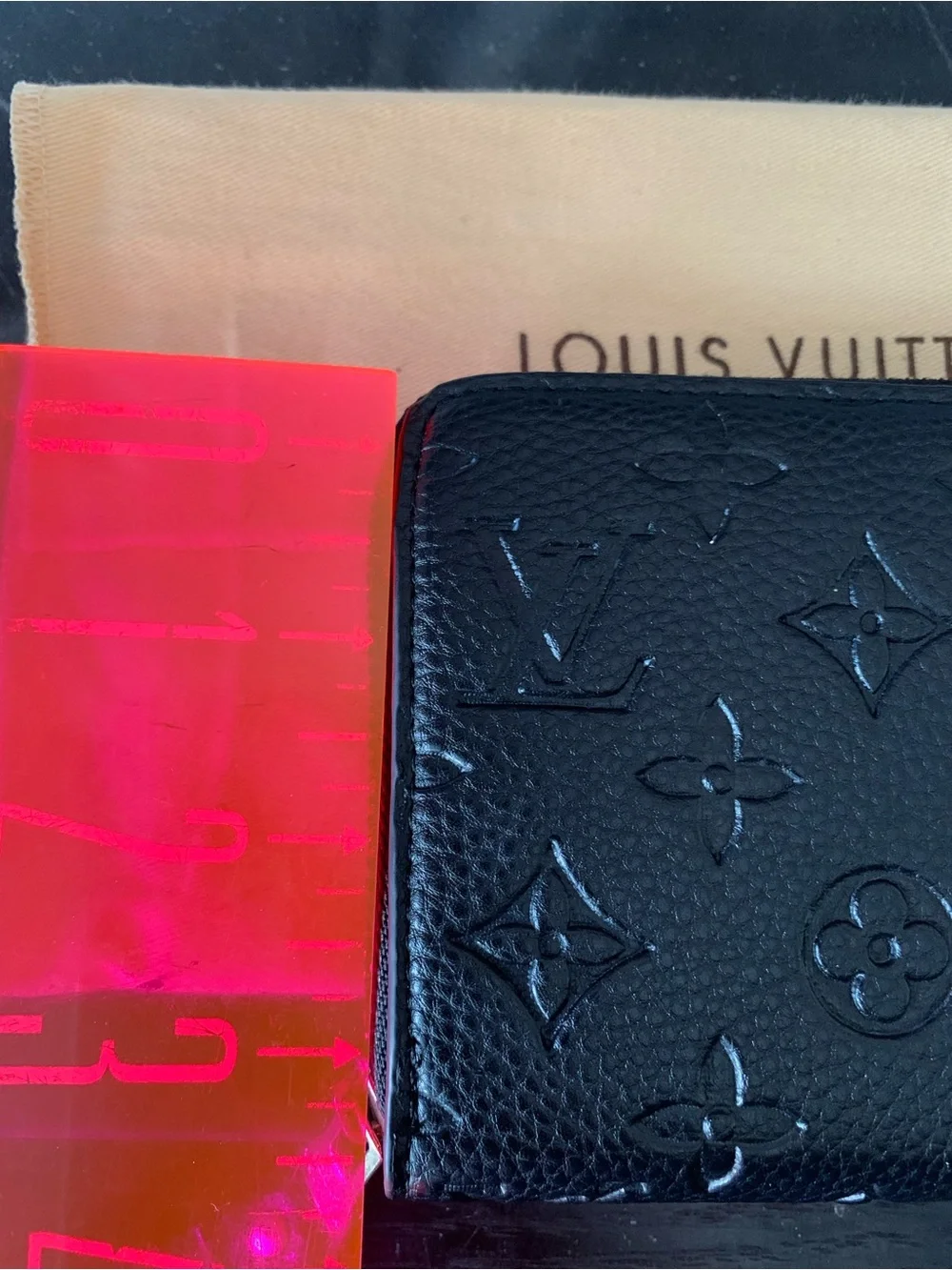 NEW! Lux INSPIRED Black Embossed Monogram Leather Wallet
